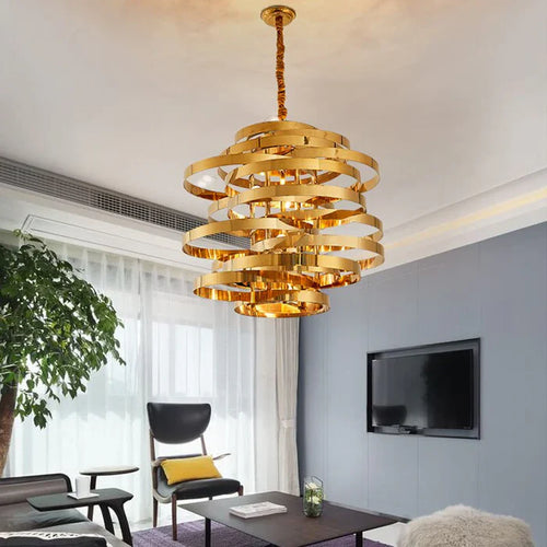 Tornado Shape Gold Stainless Steel Pendant Light