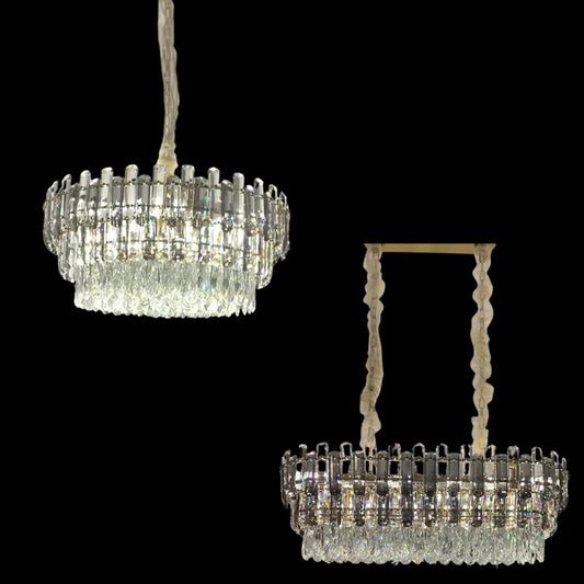 Light Luxury Round/Rectangular Crystal Chandelier for Living/Dining Room/Bedroom