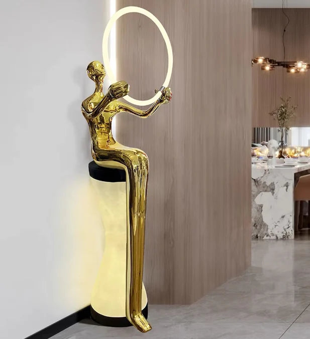 Sitting Man Statue Floor Lamp