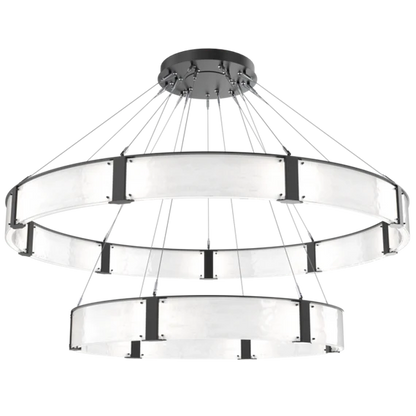 Modern Light Luxury Two-Tier Glass Ring Chandelier