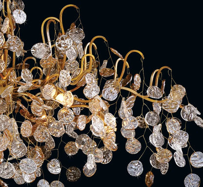 Extra Large Transitional Hand-strung Glass Wafers Chandelier for Staircase/Foyer