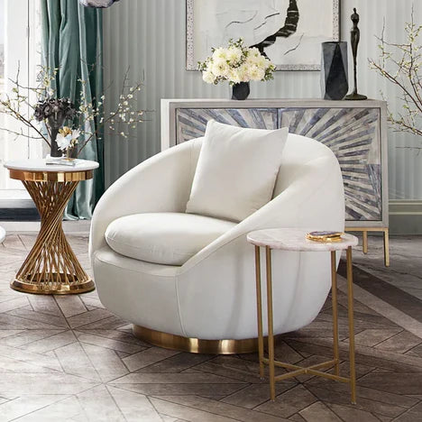 Modern Velvet Swivel Barrel Chair