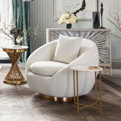 Modern Velvet Swivel Barrel Chair