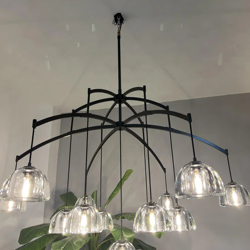 Modern Round Hemisphere Glass Chandelier