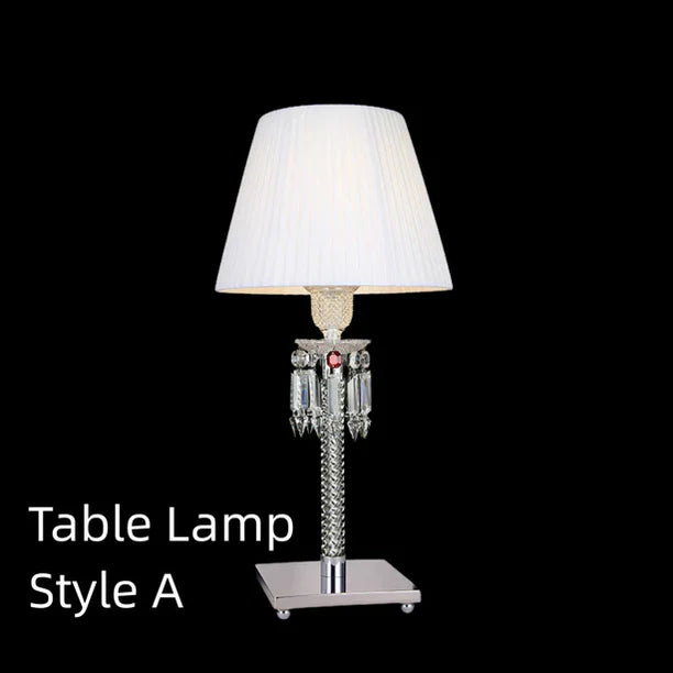 Luxury Black/White Lampshade Crystal Table Lamp