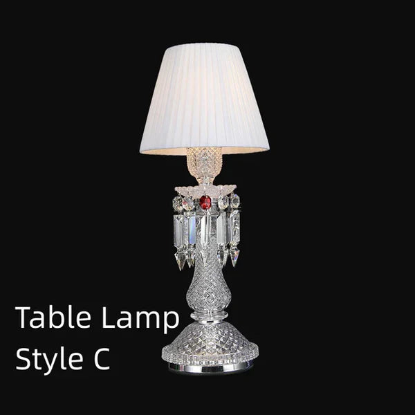 Luxury Black/White Lampshade Crystal Table Lamp