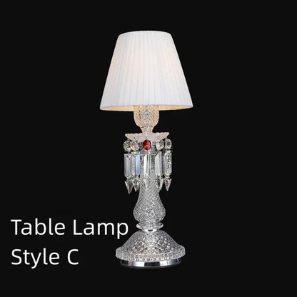 Luxury Black/White Lampshade Crystal Table Lamp