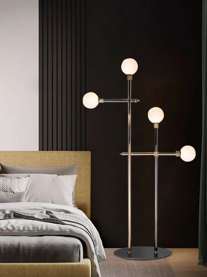 Contemporary 4-Light Ball Gold Metal Floor Lamp