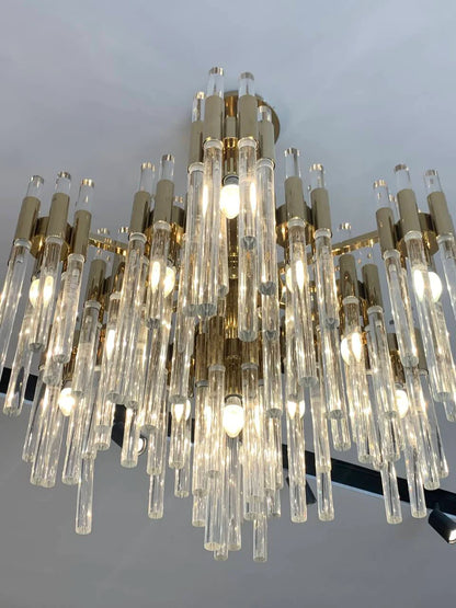 Modern Luxury Tiered Glass Cylinders Chandelier for Living Room/Bedroom/Dining Room/Bathroom