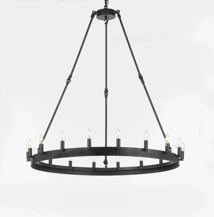 Industrial Minimalism 1/2/3-Tier Metal Ring Chandelier for High-ceiling