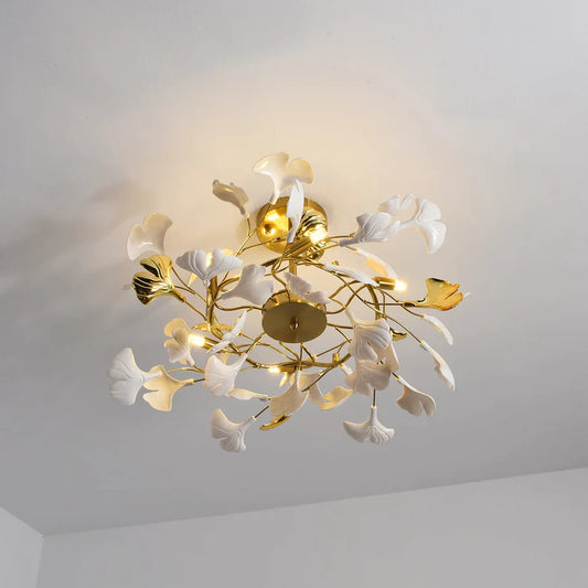 Modern Ceramic Gingko Chandelier for Living Room/Bedroom