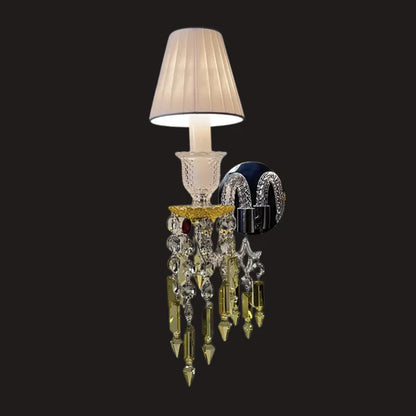 Luxury 1-Candle Yellow&Clear Crystal Wall Lamp