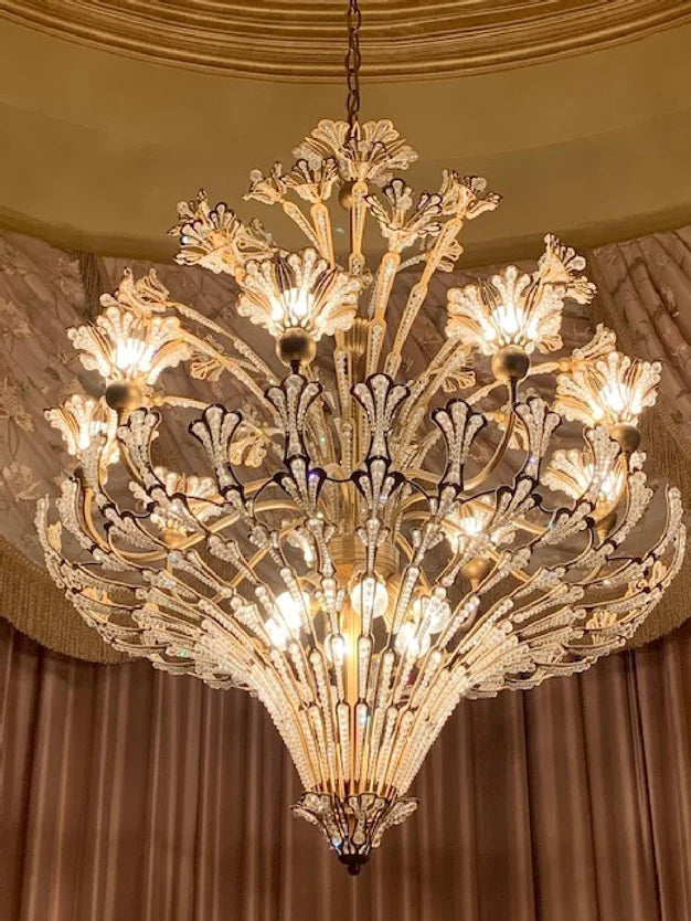 French Style Floral Crystal Chandelier in Gold Finish