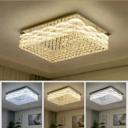 Modern&Luxury Extra Flush Mount Rectangle Crystal Chandelier