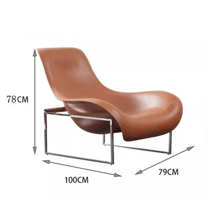 Italian Minimalist Fiberglass Lounge Chair Leather Accent Chair