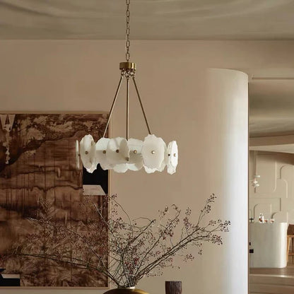 Modern Round/Linear Alabaster Chandelier for Living Room/Dining Room/Kitchen Island