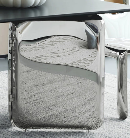 Modern Rectangular Rock Dining Table With Stainless Steel Leg