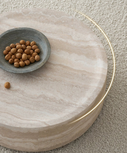 French Round Coffee Table With Cave Stone Decoration