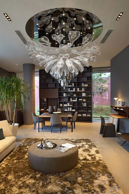 Luxury Art Design Petal-like Clear Glass Chandeliers