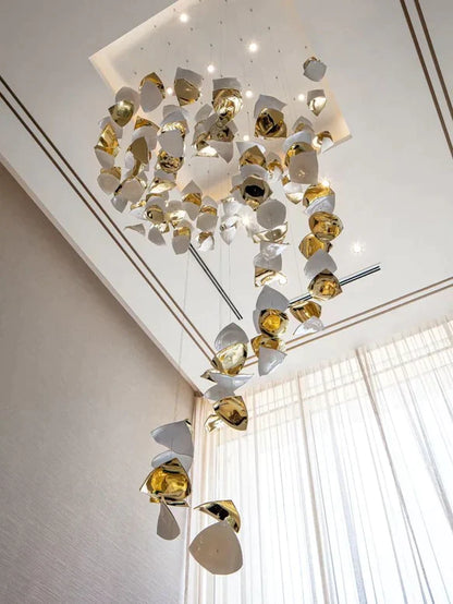 Modern Square Glass Spiral Long Pendant Chandelier