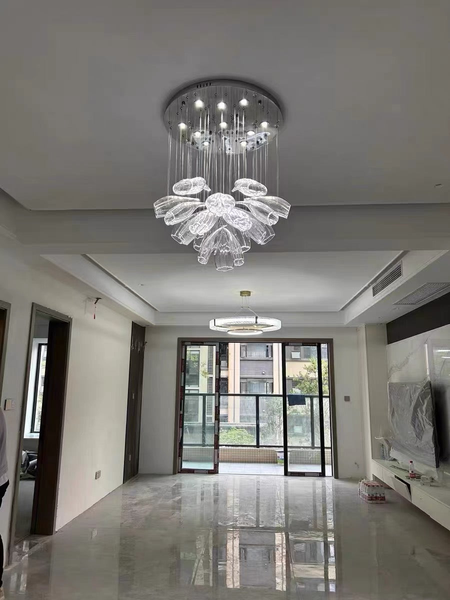 Luxury Art Design Petal-like Clear Glass Chandeliers