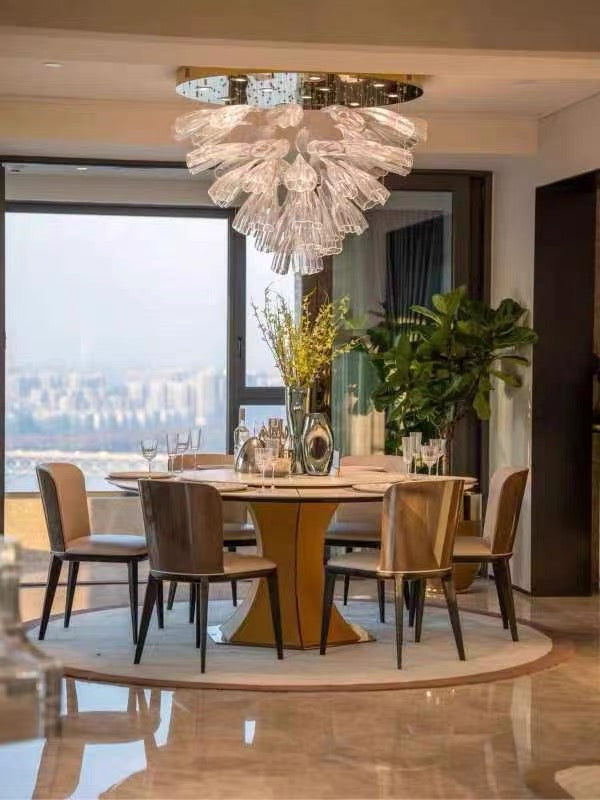 Luxury Art Design Petal-like Clear Glass Chandeliers