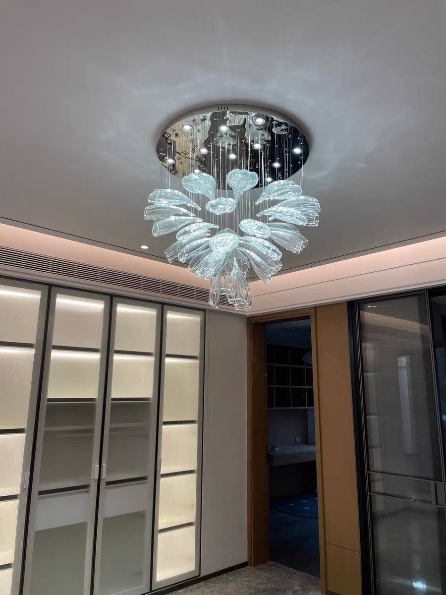 Luxury Art Design Petal-like Clear Glass Chandeliers