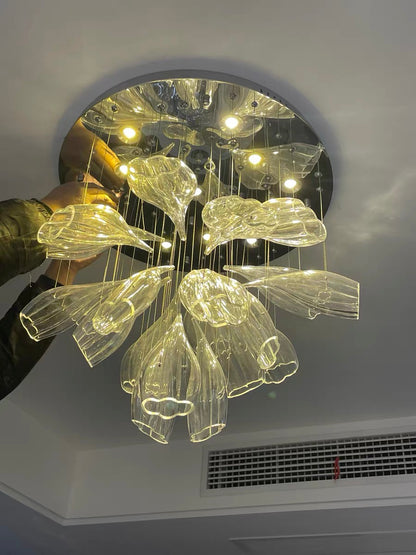 Luxury Art Design Petal-like Clear Glass Chandeliers