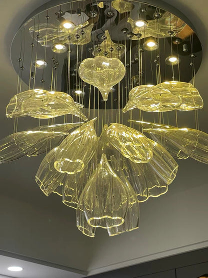 Luxury Art Design Petal-like Clear Glass Chandeliers