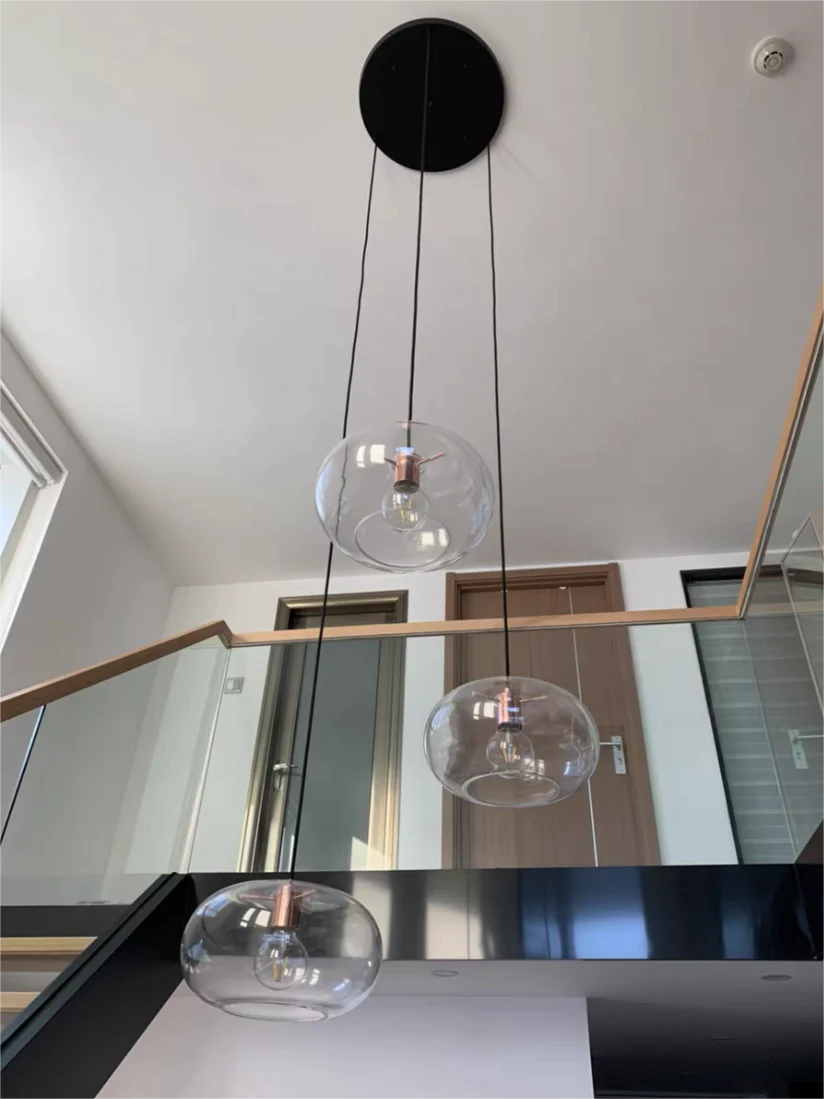 Transparent Glass Bubble Light Fixture Pendant Lighting for Dining Room/Cafe