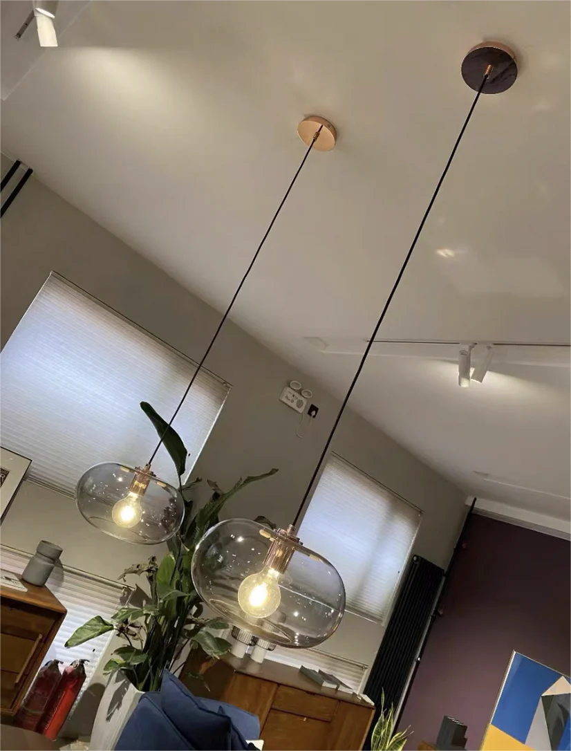 Transparent Glass Bubble Light Fixture Pendant Lighting for Dining Room/Cafe