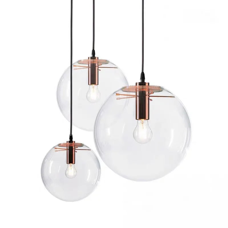 Transparent Glass Bubble Light Fixture Pendant Lighting for Dining Room/Cafe