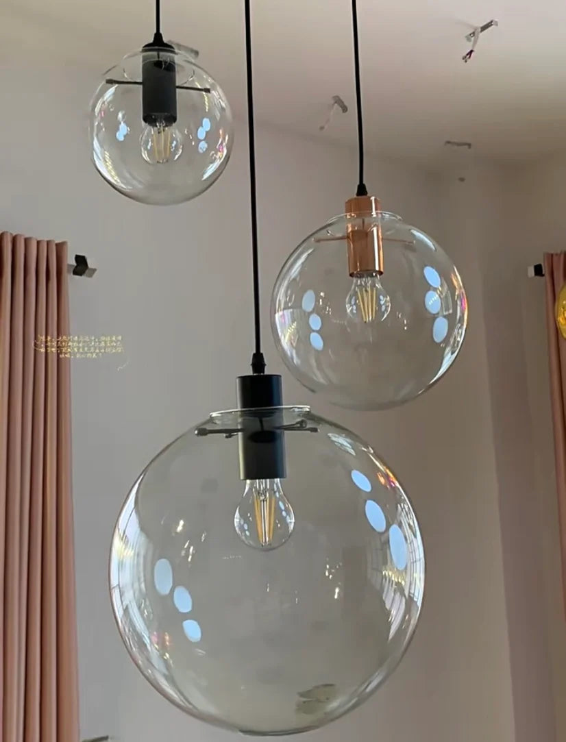 Transparent Glass Bubble Light Fixture Pendant Lighting for Dining Room/Cafe