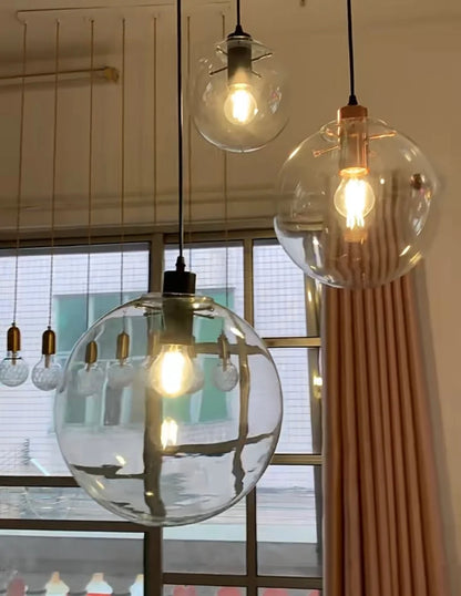 Transparent Glass Bubble Light Fixture Pendant Lighting for Dining Room/Cafe