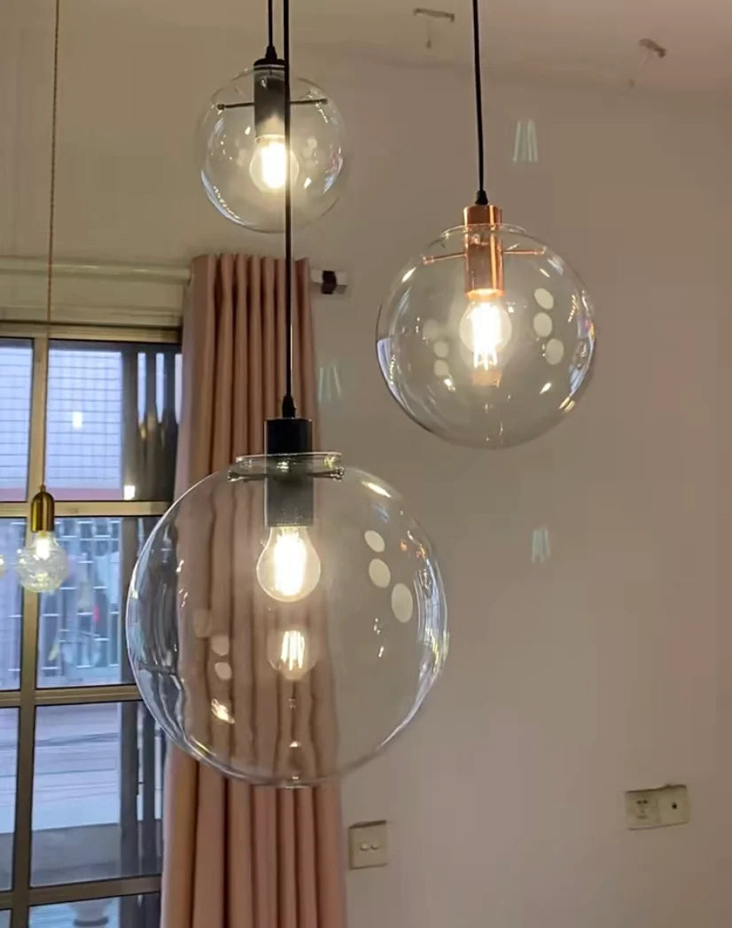 Transparent Glass Bubble Light Fixture Pendant Lighting for Dining Room/Cafe