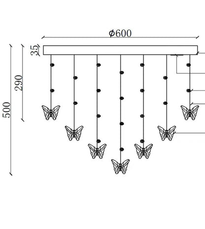 Light Luxury Art Design Round Flush Mount Butterfly Chandelier