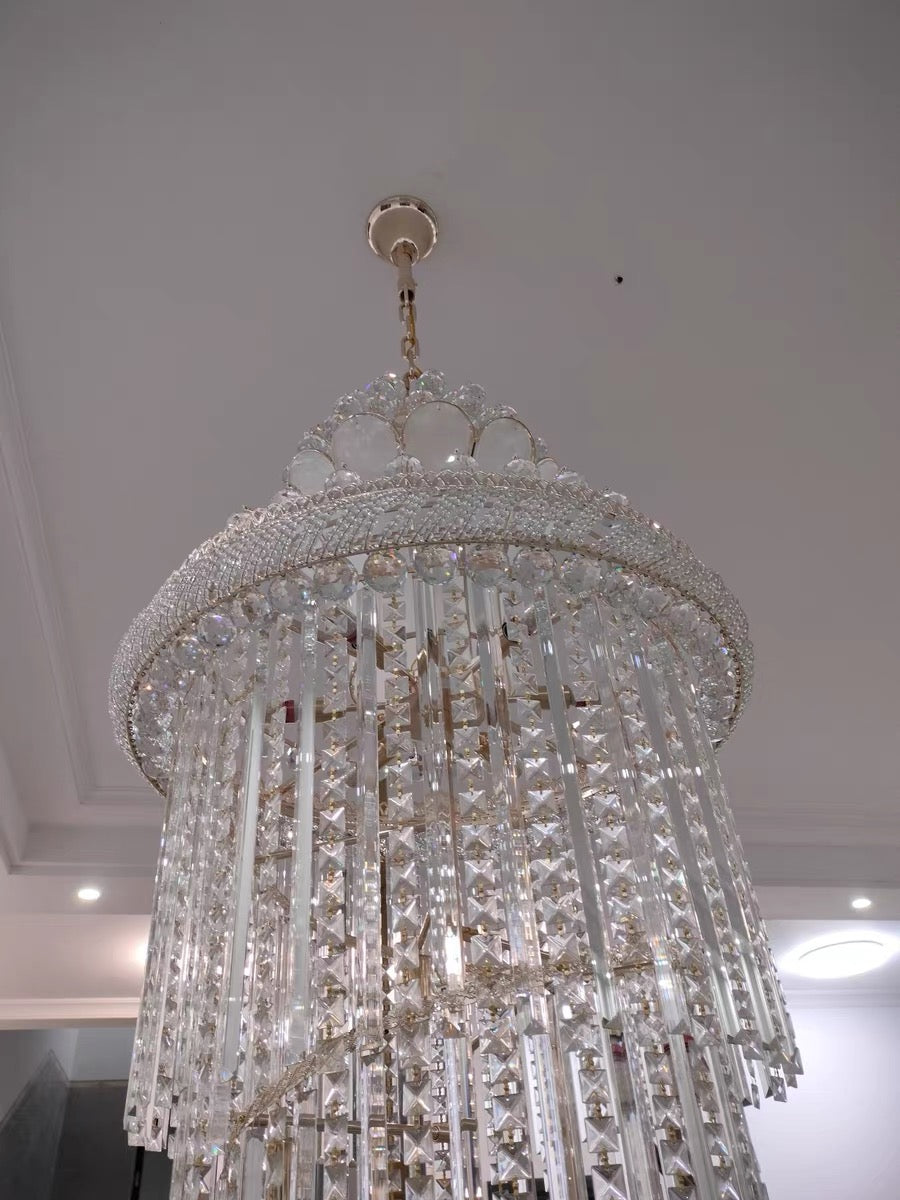 Luxury Crown Top Extra Large Crystal Chandelier for Villa/Staircase/Foyer