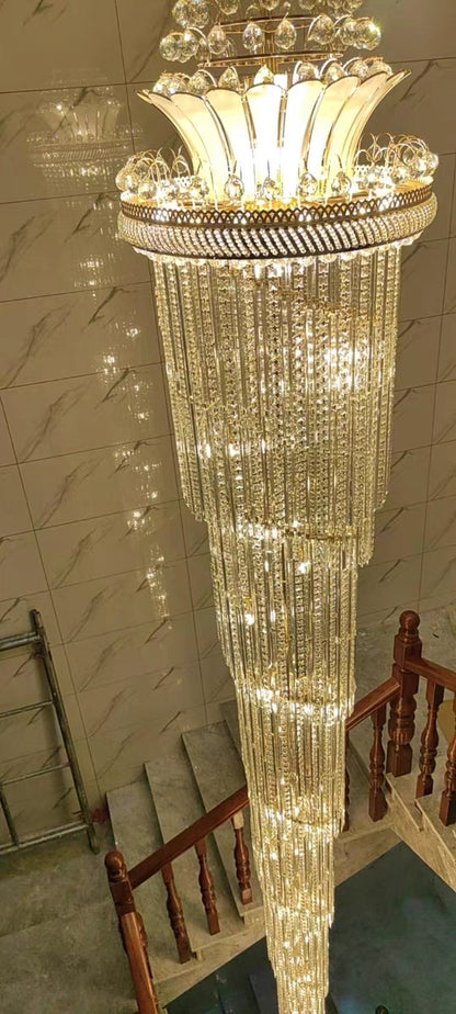 Luxury Crown Top Extra Large Crystal Chandelier for Villa/Staircase/Foyer