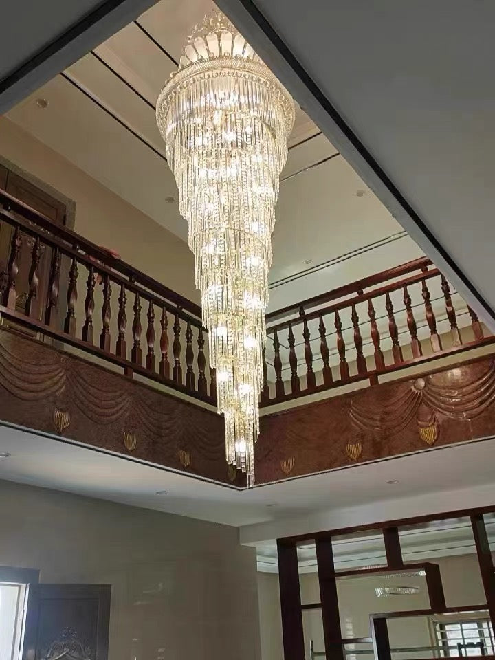 Luxury Crown Top Extra Large Crystal Chandelier for Villa/Staircase/Foyer