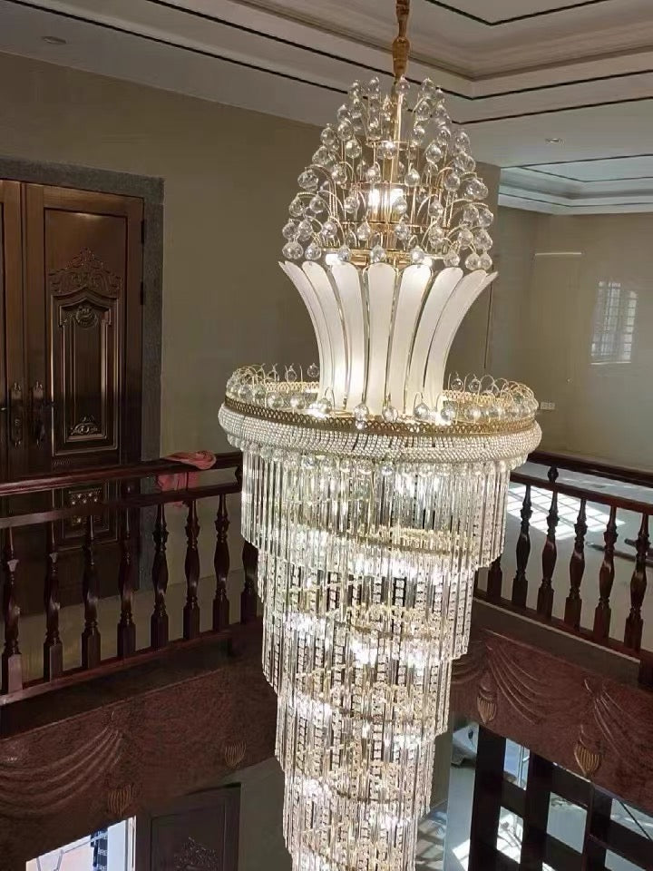 Luxury Crown Top Extra Large Crystal Chandelier for Villa/Staircase/Foyer