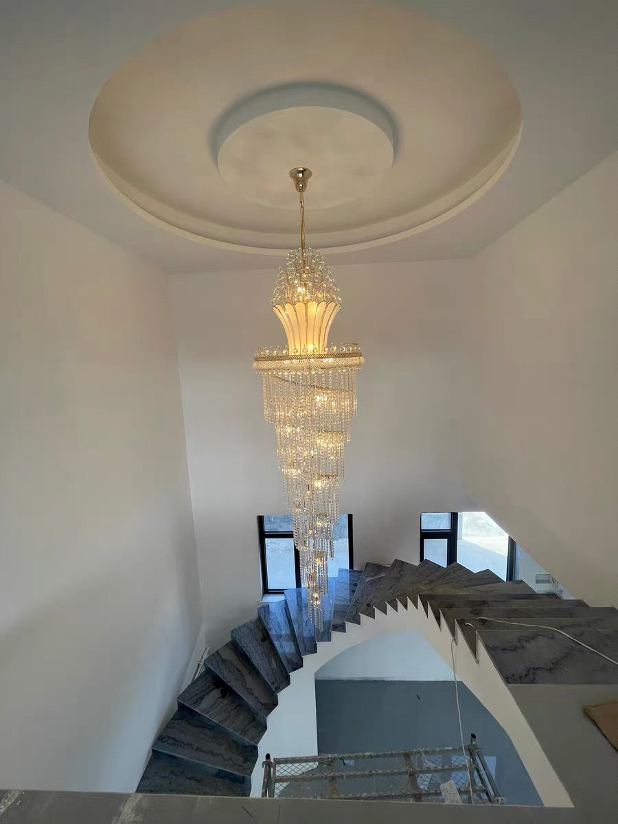 Luxury Crown Top Extra Large Crystal Chandelier for Villa/Staircase/Foyer