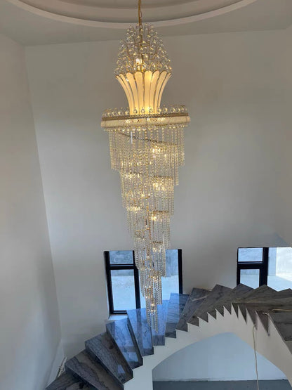 Luxury Crown Top Extra Large Crystal Chandelier for Villa/Staircase/Foyer