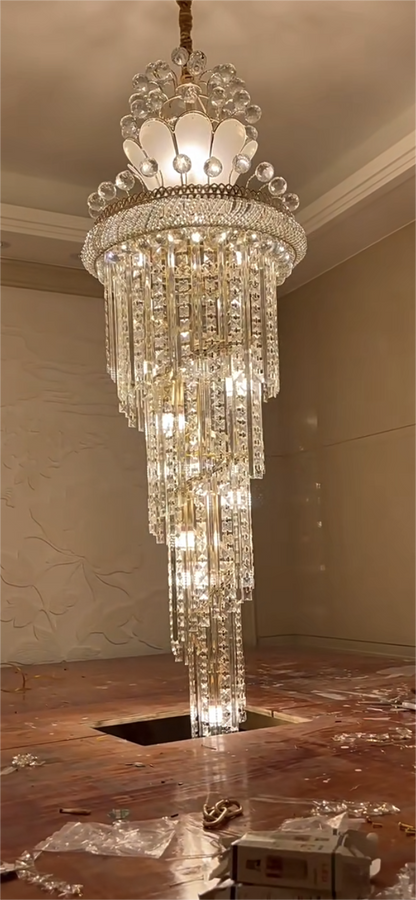 Luxury Crown Top Extra Large Crystal Chandelier for Villa/Staircase/Foyer