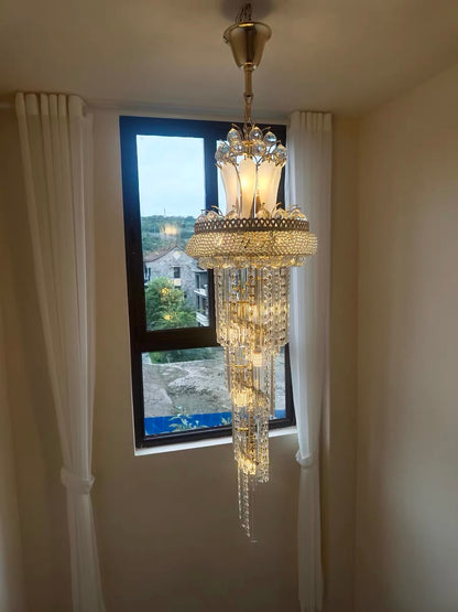 Luxury Crown Top Extra Large Crystal Chandelier for Villa/Staircase/Foyer