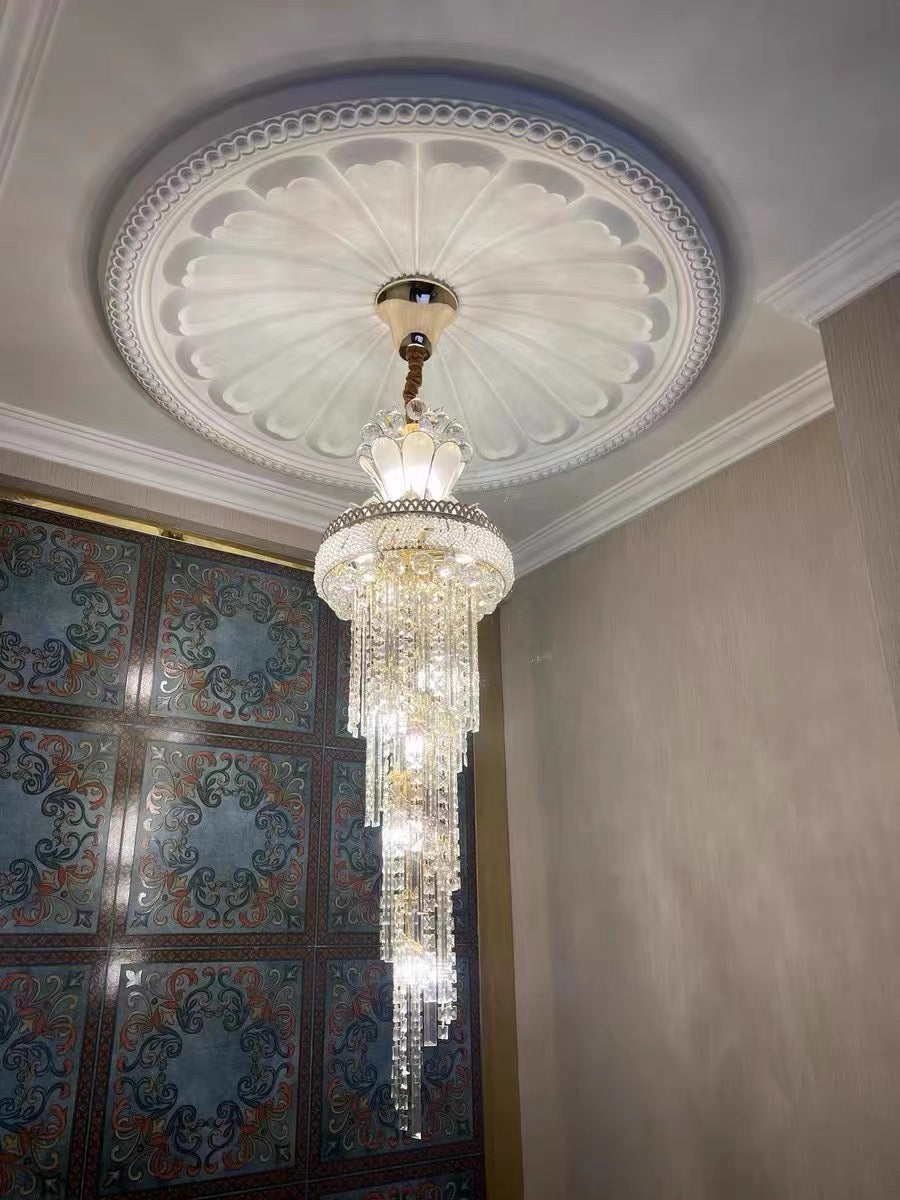 Luxury Crown Top Extra Large Crystal Chandelier for Villa/Staircase/Foyer