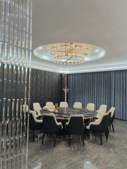 Round 1/2-Tier Brass/Black/Chrome Rings Crystal Chandelier for Hotel/Restaurant/Living Room