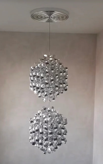 Modern Spiral Wave Chandelier in Silver/Gold