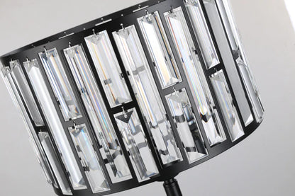 Modern Black Finish Crystal Table Lamp