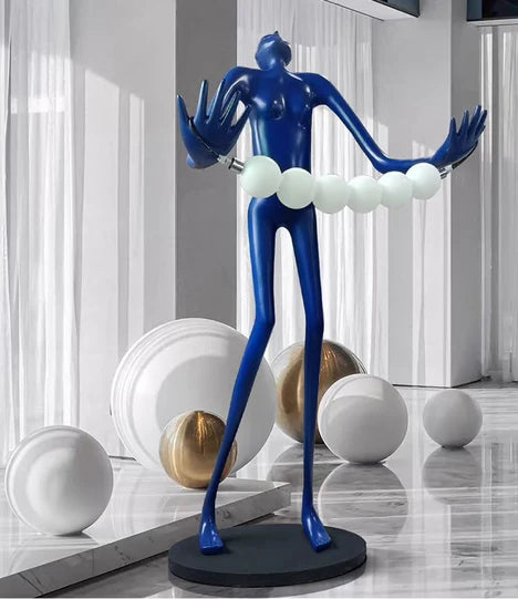 Tilting Head Human Statue Art Floor Lamp