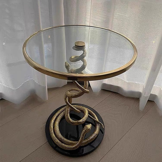 Serpent Glass Top Side Table